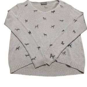 Wooden Ships | Light Gray Dog Pattern Sweater | Sz S/M